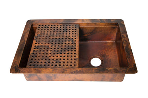 Undermount Kitchen Copper Sink in Natural finish - 33 x 22 x 9" - KS061NA - www.artesanocoppersinks.com