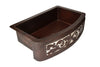 Farmhouse Kitchen Copper Sink with Curved Apron and silver design in Cafe Viejo - 33 x 22 x 9" - KS069CV - www.artesanocoppersinks.com