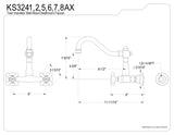 Wall Mount Bathroom Faucet in Satin Brass - BFKS3247AX - Artesano Copper Sinks