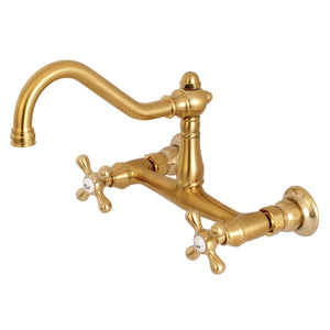 Wall Mount Bathroom Faucet in Satin Brass - BFKS3247AX - Artesano Copper Sinks