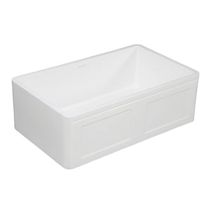 Solid Surface White Stone Apron Front Farmhouse Single Bowl Kitchen Sink 30 x 18 x 10" with Apron Design - KSGKFA301810DS - Artesano Copper Sinks