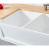 Solid Surface White Stone Apron Front Farmhouse Double Bowl Kitchen Sink 36 x 18 x 10"-  KSGKFA361810SQD - Artesano Copper Sinks
