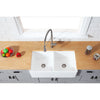 Solid Surface White Stone Apron Front Farmhouse Double Bowl Kitchen Sink 36 x 18 x 10" with Apron Design - KSGKFA361810BCD - Artesano Copper Sinks