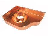 Corner Vanity Wall Mounted with integrated 10" Round Sink and 3" Apron in Polished Copper - Left  Wall =13", Right Wall = 20" - VS044PC