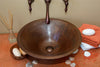 RODIN in Cafe Viejo - VS011CV - Round Vessel Bathroom Copper Sink - 17 x 6" - Double Wall - www.artesanocoppersinks.com