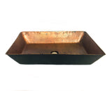 TESTINO in DUAL COLOR - VS036BC/AG (Black Copper/ Aged Copper) - Rectangular Vessel Bathroom Copper Sink - 22 x 14 x 5.5" - Thick Gauge 14