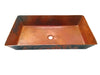 TESTINO in NATURAL (SMOOTH finish) - VS036NAS- Rectangular Vessel Bathroom Copper Sink - 22 x 14 x 4.5" - Thick Gauge 14