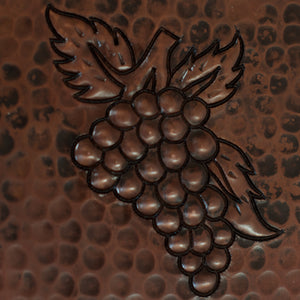 Copper Tile - 4 x 4" - TI007CV in Cafe Viejo finish (Grapes # 2). - www.artesanocoppersinks.com