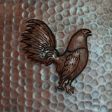 Copper Tile - 4 x 4 x 0.25" - TI008CV in Cafe Viejo finish (Rooster). - www.artesanocoppersinks.com