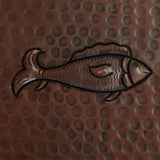 Copper Tile - 4 x 4 x 0.25" - TI012CV in Cafe Viejo finish (Fish). - www.artesanocoppersinks.com