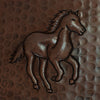 Copper Tile - 4 x 4 x 0.25" - TI013CV in Cafe Viejo finish (Horse). - www.artesanocoppersinks.com