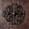 Copper Tile - 4 x 4 x 0.25" - TI017CV in Cafe Viejo finish (Medieval Cross). - www.artesanocoppersinks.com