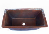 Trough # 2  in Cafe Viejo - BS018CV - Rectangular Undermount Bathroom Copper Sink with 1" Flat Rim and Angled Walls - 20 x 12 x 5.5" - Gauge 16