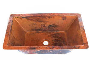 Trough # 2  in Natural - BS018NA - Rectangular Undermount Bathroom Copper Sink with 1" Flat Rim and Angled Walls - 20 x 12 x 5.5" - Gauge 16
