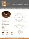 CARTIER-BRESSON in Cafe Viejo - VS014CV - Round Raised Profile Bathroom Copper Sink with 2" Apron - 17 x 6" - Gauge 16 - Artesano Copper Sinks