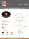 AVEDON in Cafe Viejo - VS021CV - Round Raised Profile Bathroom Copper Sink with 1.5" Apron - 17 x 6" - Gauge 16 - Artesano Copper Sinks
