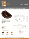 VITALI in Cafe Viejo - VS023CV - | Oval Raised Profile Bathroom Copper Sink with 1.5" Apron and Flat Back - 19 x 12 x 6" - Gauge 16 - Artesano Copper Sinks
