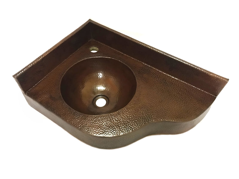 Copper Bathroom Corner Sink Bowl Lavatory