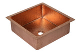 SQUARE Undermount Bathroom Copper Sink in Polished Copper with 1" Flat Rim - 15 x 15 x 6" - VS050PC - www.artesanocoppersinks.com