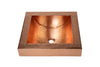 SQUARE Raised Profile Bathroom Copper Sink in Polished Copper with 3" Apron - 17 x 17 x 6" - Gauge 16 - VS052PC - www.artesanocoppersinks.com