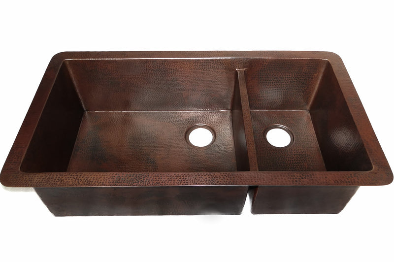 Cocina, 21-Inch Hammered Copper Kitchen Sink