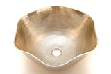 DALI in Brushed Nickel - VS005BN -  Rippled Vessel Bathroom Copper Sink - 16 x 6.5" - Thick Gauge 14 - Artesano Copper Sinks