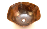 DALI in Natural - VS005NA - Rippled Vessel Bathroom Copper Sink - 16 x 6.5" - Thick Gauge 14 - Artesano Copper Sinks