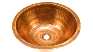 ROUND with Flat Rim in Fuego - BS001FU - Undermount Bath Copper Sink - 17 x 6" - www.artesanocoppersinks.com