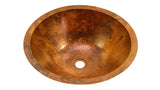 ROUND with Flat Rim in Natural - BS001NA - Undermount Bath Copper Sink - 17 x 6" - Artesano Copper Sinks