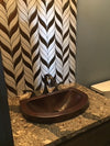 VITALI in Cafe Viejo - VS023CV - | Oval Raised Profile Bathroom Copper Sink with 1.5" Apron and Flat Back - 19 x 12 x 6" - Gauge 16 - Artesano Copper Sinks