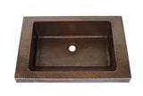 RAY in Cafe Viejo - VS022CV - Rectangular Raised Profile Bathroom Copper Sink with 2" Apron and angled wall - 22 x 15 x 6" - Gauge 16 - Artesano Copper Sinks