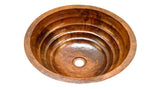 TORNEDO in Natural - BS006NA - Round Undermount Bathroom Copper Sink with 1" Flat Rim - 17 x 6" - www.artesanocoppersinks.com